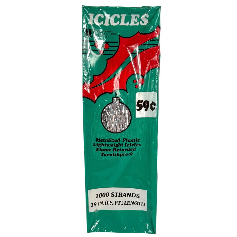 Vtg Christmas Tree Tinsel Retro Holiday Silver Icicles 18" SEALED